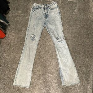 zara high rise distressed slit ankle